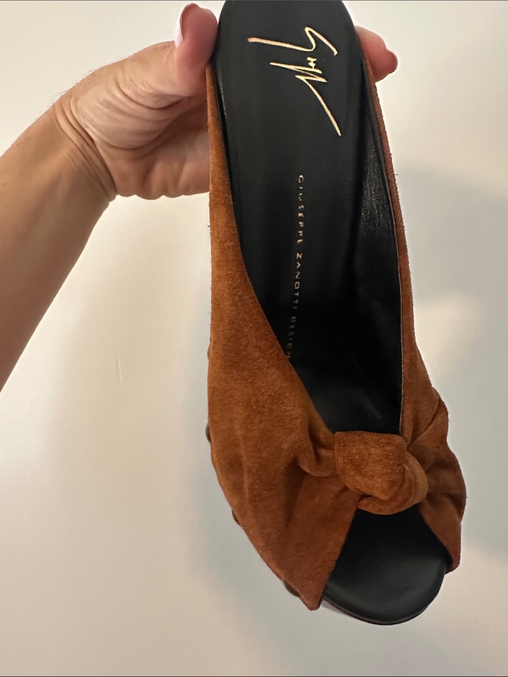 Giuseppe Zanotti Brown Suede Wood-Platform Studded Mule - Picture 10 of 14